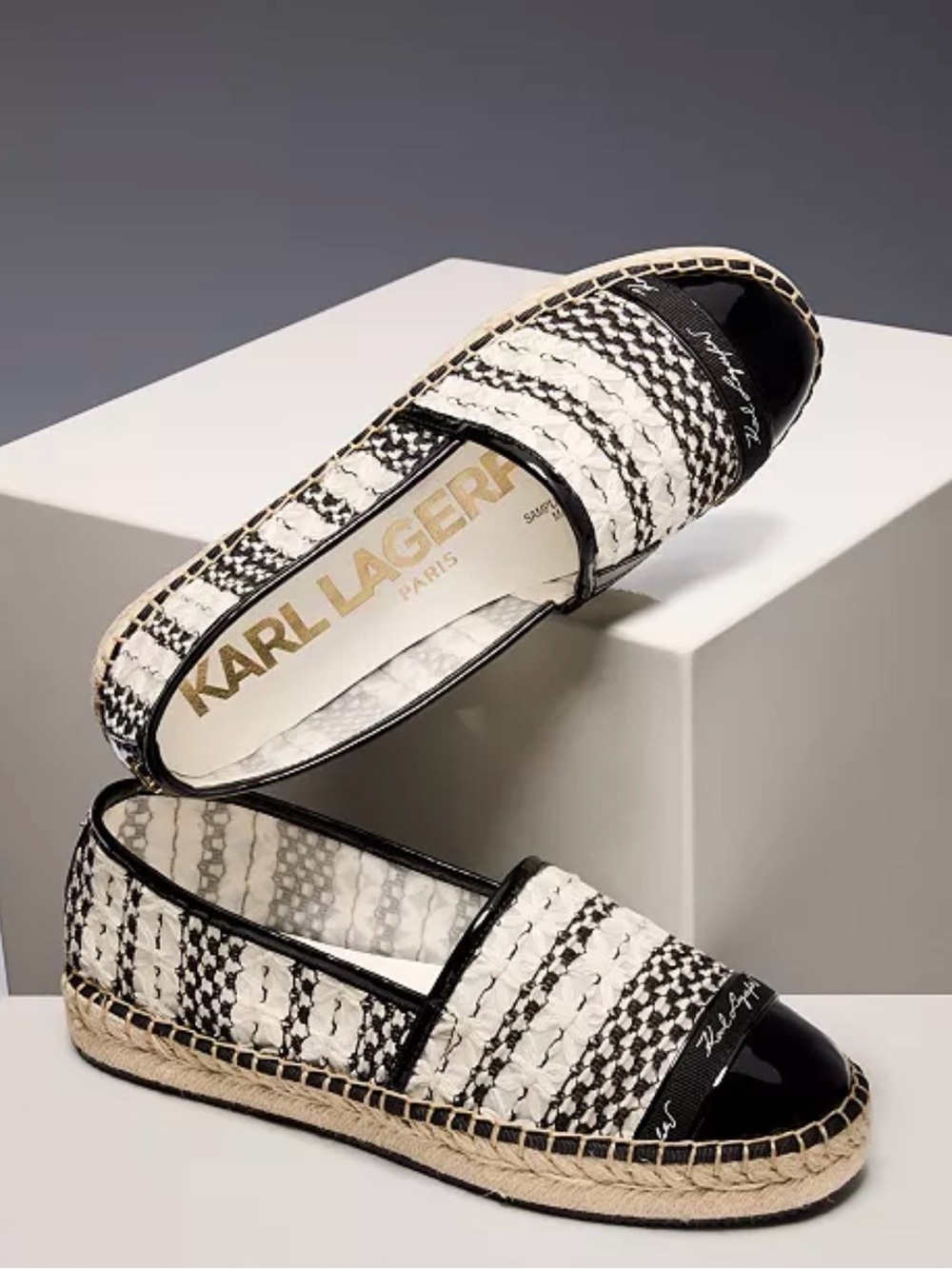 KARL LAGERFELD PARIS Women's Millicent Espadrille Flats Size: 7.5 New With Box